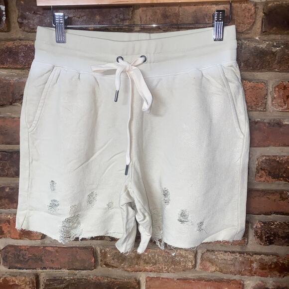 NWT n:Philanthropy Coco Beige Distressed Sweat Shorts Women's Size Small - Picture 2 of 9